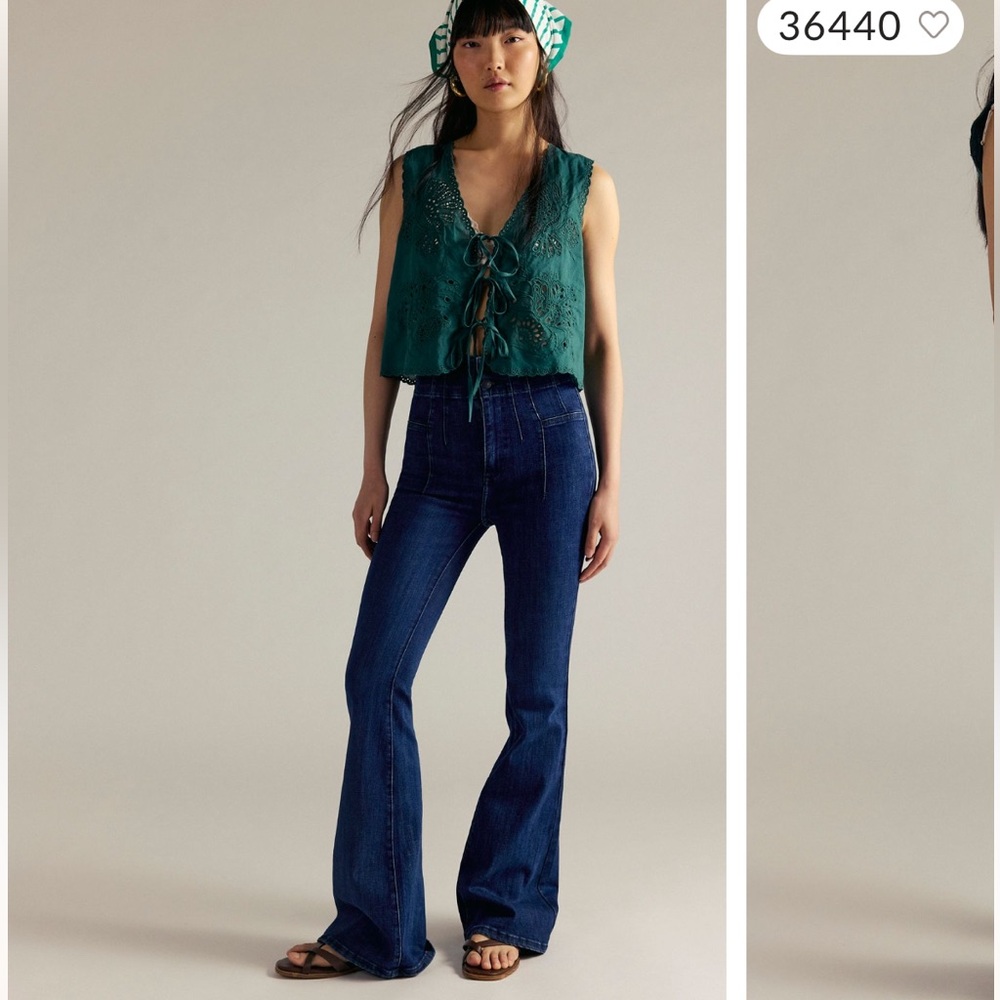 We The Free Dark Blue Flare Jeans short